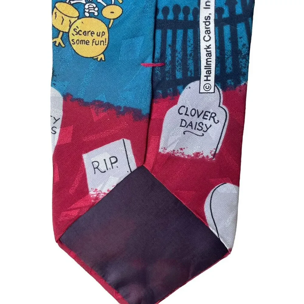 Hallmark Celebrations‎ Mens Halloween Neck Tie Trumpet Playing Skeletons Dogs